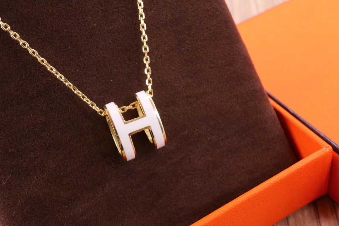 [BIJOUX]HM CLIC YELLOW ENAMEL GOLD NECKLACE