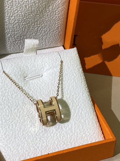 [BIJOUX]HM CLIC YELLOW ENAMEL GOLD NECKLACE