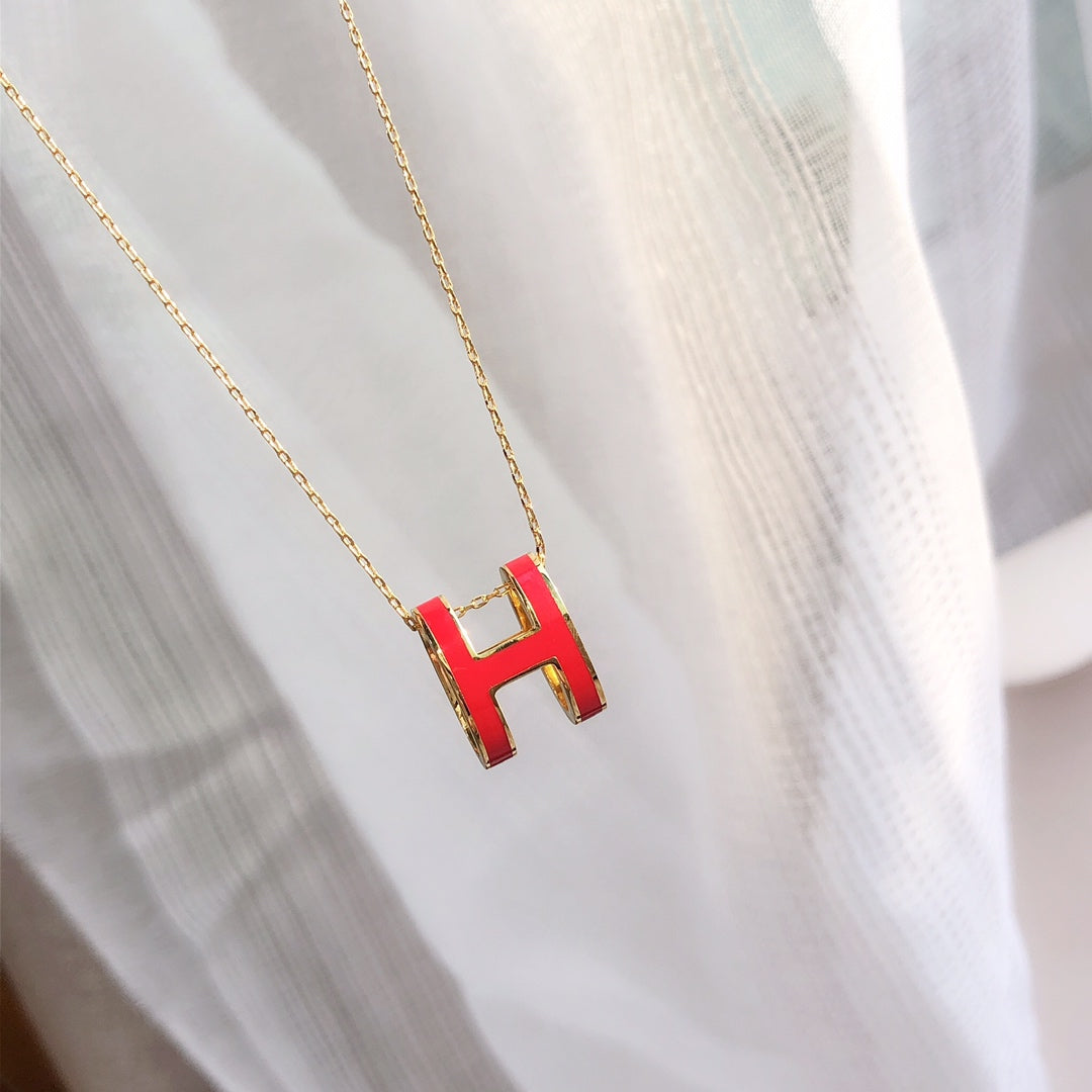 [BIJOUX]HM CLIC RED ENAMEL GOLD NECKLACE