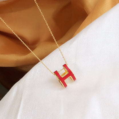 [BIJOUX]HM CLIC RED ENAMEL GOLD NECKLACE