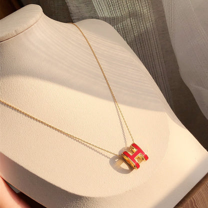 [BIJOUX]HM CLIC RED ENAMEL GOLD NECKLACE
