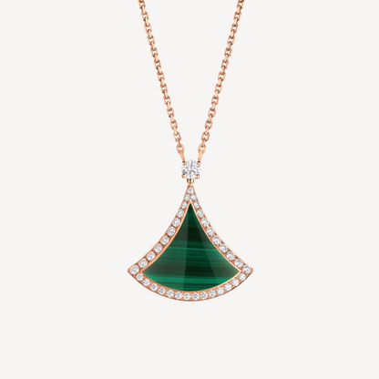 [BIJOUX] COLLIER DREAM MALACHITE PAVÉ DIAMANTS OR ROSE