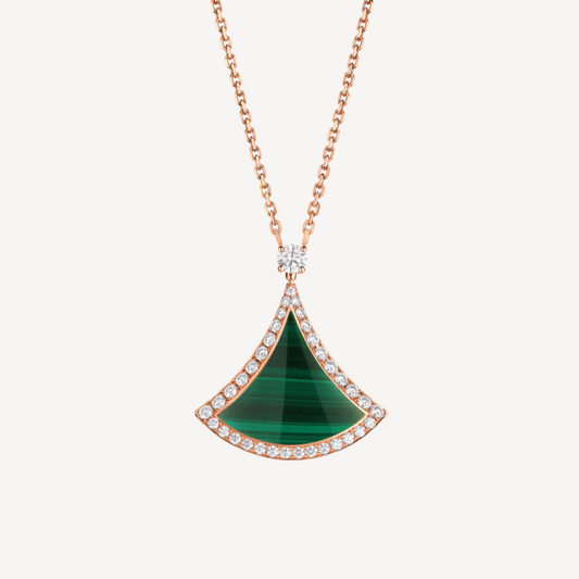 [BIJOUX] COLLIER DREAM MALACHITE PAVÉ DIAMANTS OR ROSE
