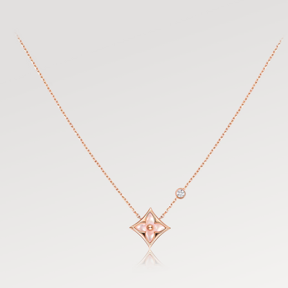 [BIJOUX]STAR PINK MOP 1 DIAMOND PINK GOLD NECKLACE
