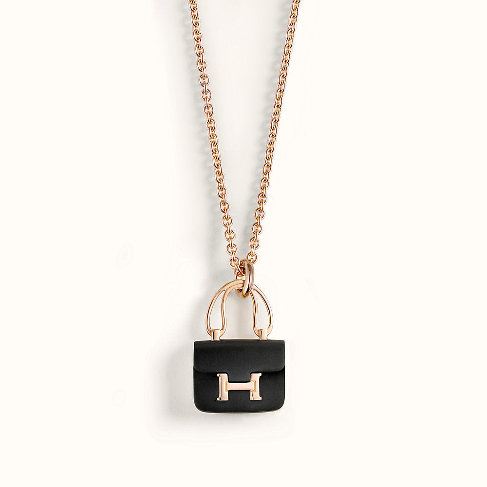 [BIJOUX]CONSTANCE BLACK PEDANT PINK GOLD NECKLACE