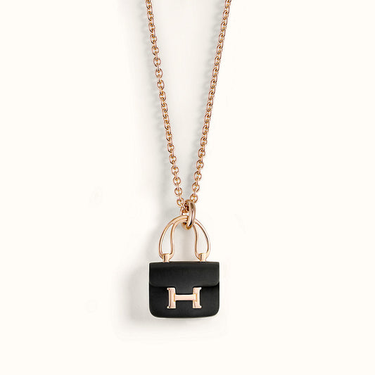 [BIJOUX]CONSTANCE BLACK PEDANT PINK GOLD NECKLACE