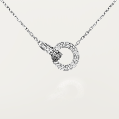 [BIJOUX] COLLIER LOVE 7,6MM OR ROSE ET ARGENT FULL DIAMOND