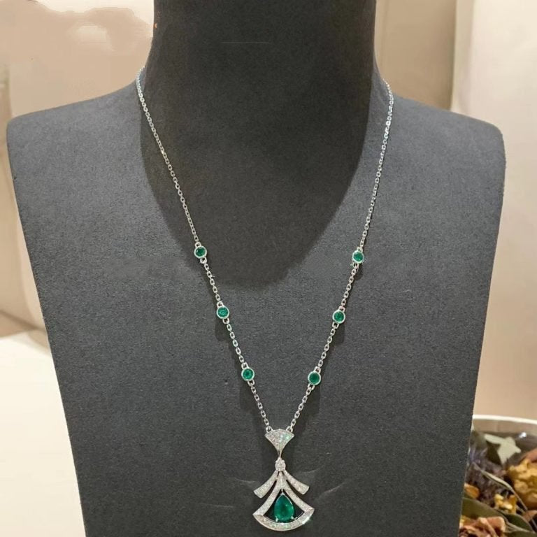 [BIJOUX] COLLIER DE RÊVE MALACHITE DIAMANT ARGENT