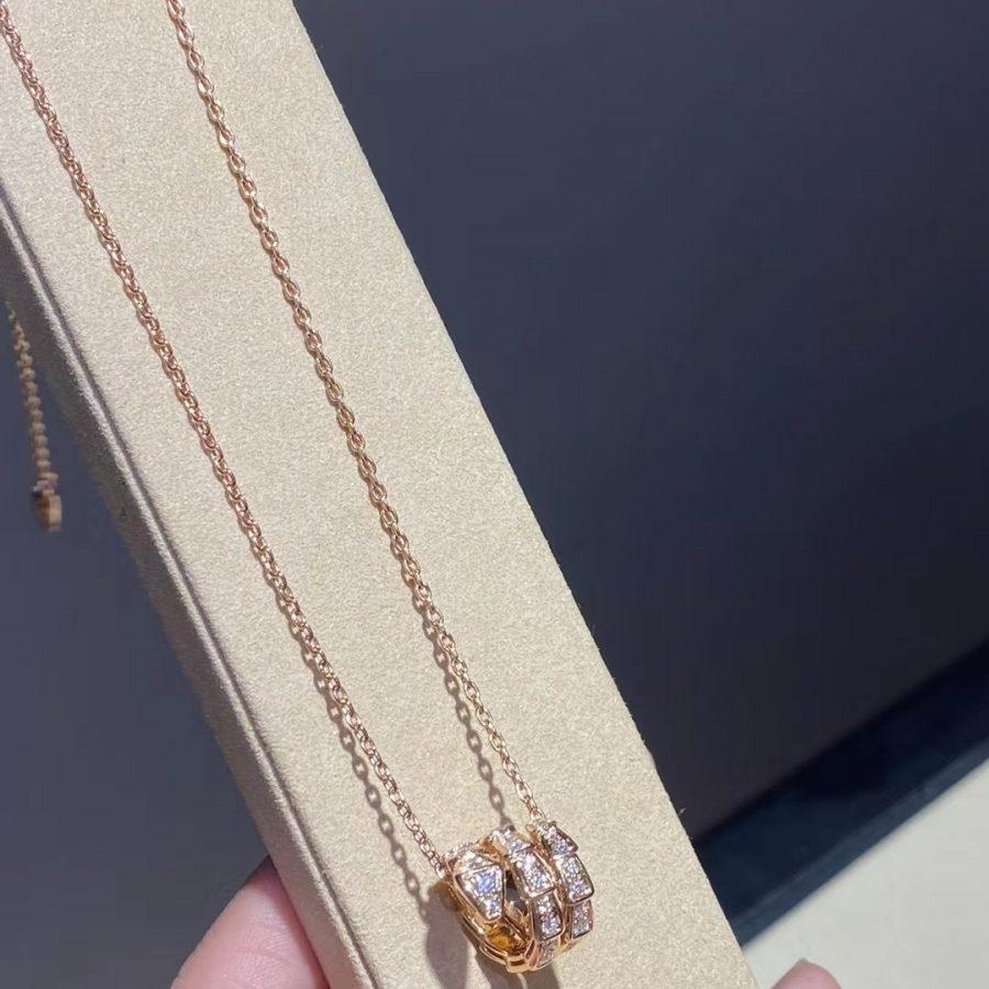 [BIJOUX] COLLIER SERPENTI OR ROSE DOUBLE ANNEAU DIAMANT