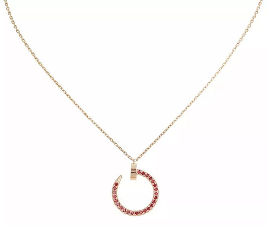 [BIJOUX]COLLIER JUSTE OR DIAMANTS ROUGES