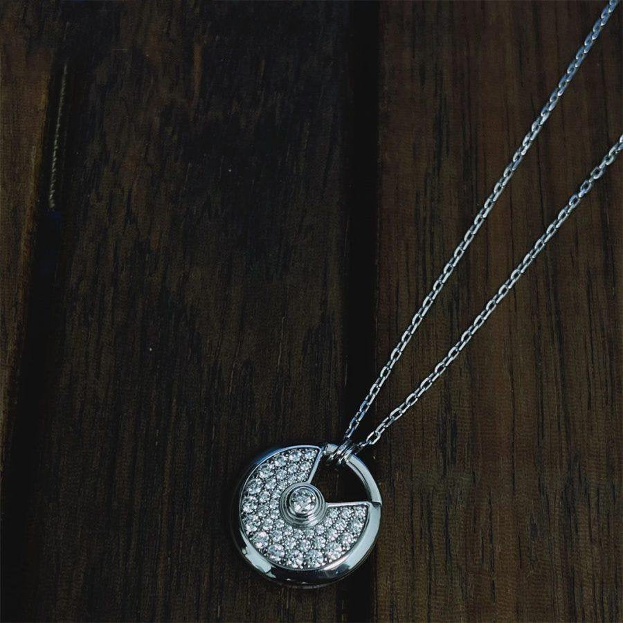 [BIJOUX]AMULETTE SILVER FULL DIAMOND NECKLACE