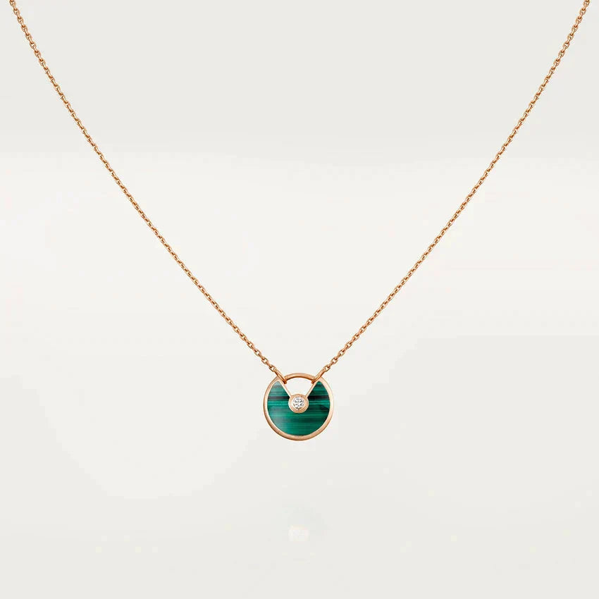 [BIJOUX]AMULETTE ROSE GOLD MALACHITE NECKLACE