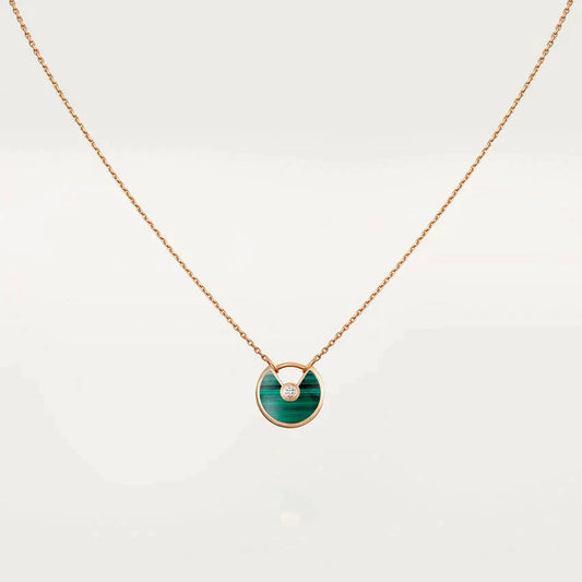 [BIJOUX]AMULETTE ROSE GOLD MALACHITE NECKLACE