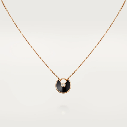 [BIJOUX] COLLIER AMULETTE OR ROSE ONYX
