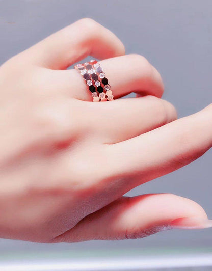 [BIJOUX]BAGUE BEE LOVE OR ROSE DIAMANT
