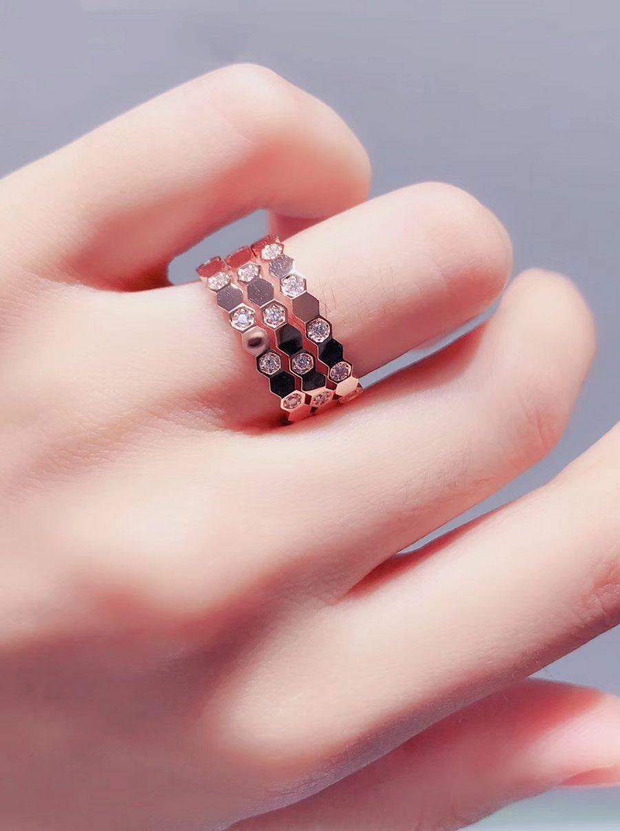 [BIJOUX]BAGUE BEE LOVE OR ROSE DIAMANT