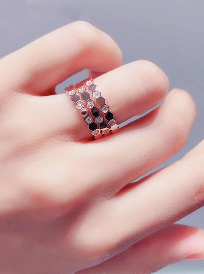 [BIJOUX]BAGUE BEE LOVE OR ROSE DIAMANT