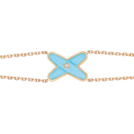 [BIJOUX]JEUX BRACELET TURQUOISE OR ROSE 1 DIAMANT