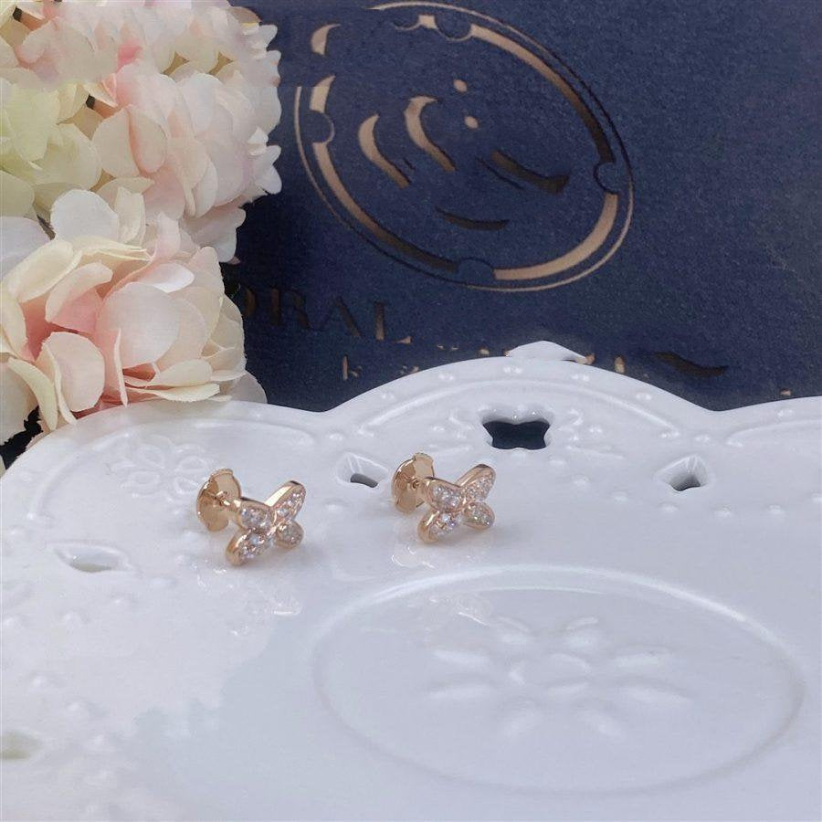 [BIJOUX]JEUX DE PINK GOLD DIAMOND EARRINGS