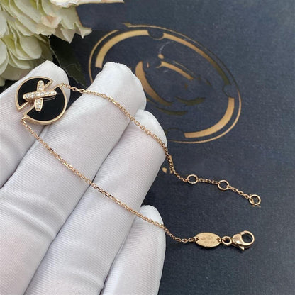 [BIJOUX]JEUX DE BRACELET ONYX OR ROSE DIAMANT
