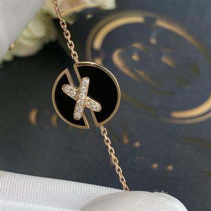 [BIJOUX]JEUX DE BRACELET ONYX OR ROSE DIAMANT