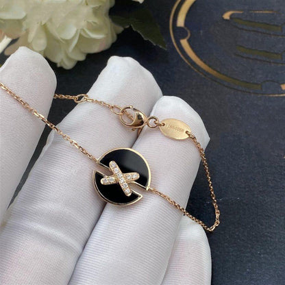[BIJOUX]JEUX DE BRACELET ONYX OR ROSE DIAMANT