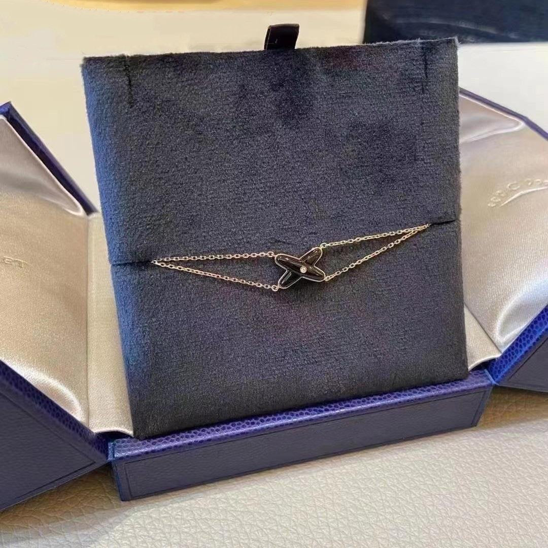 [BIJOUX]JEUX BRACELET ONYX PINK GOLD 1 DIAMOND