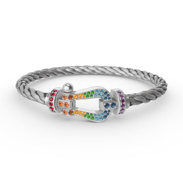 [BIJOUX]BRACELET FORC GRAND FER A CHEVAL DIAMANT COULEUR ARGENT