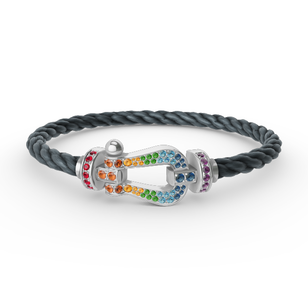 [BIJOUX]BRACELET FORC GRAND FER A CHEVAL DIAMANT COULEUR ARGENT