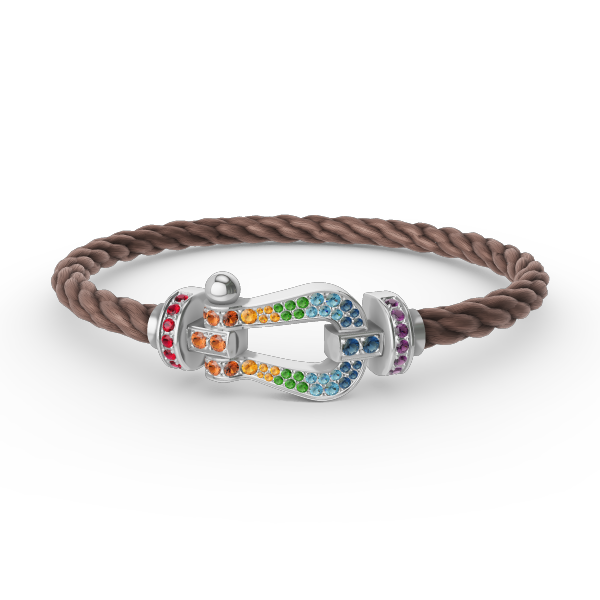 [BIJOUX]BRACELET FORC GRAND FER A CHEVAL DIAMANT COULEUR ARGENT