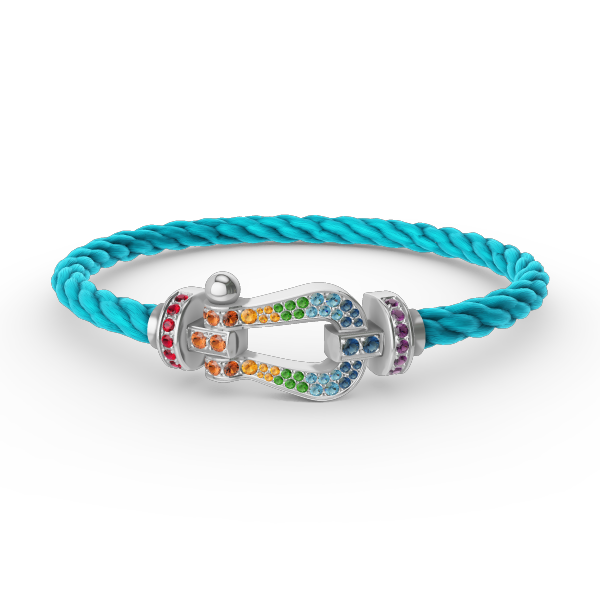 [BIJOUX]BRACELET FORC GRAND FER A CHEVAL DIAMANT COULEUR ARGENT