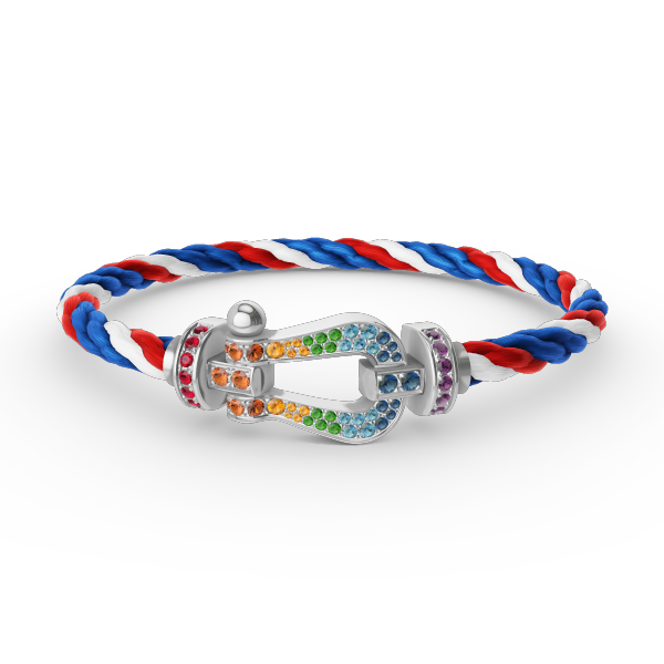 [BIJOUX]BRACELET FORC GRAND FER A CHEVAL DIAMANT COULEUR ARGENT