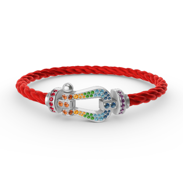 [BIJOUX]BRACELET FORC GRAND FER A CHEVAL DIAMANT COULEUR ARGENT