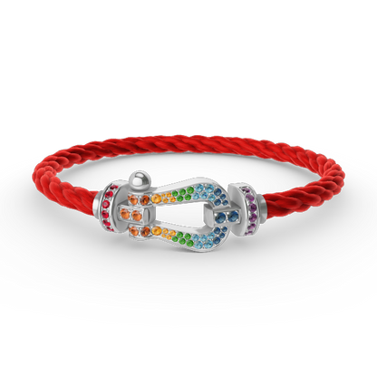 [BIJOUX]BRACELET FORC GRAND FER A CHEVAL DIAMANT COULEUR ARGENT