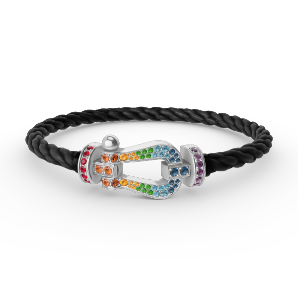 [BIJOUX]BRACELET FORC GRAND FER A CHEVAL DIAMANT COULEUR ARGENT