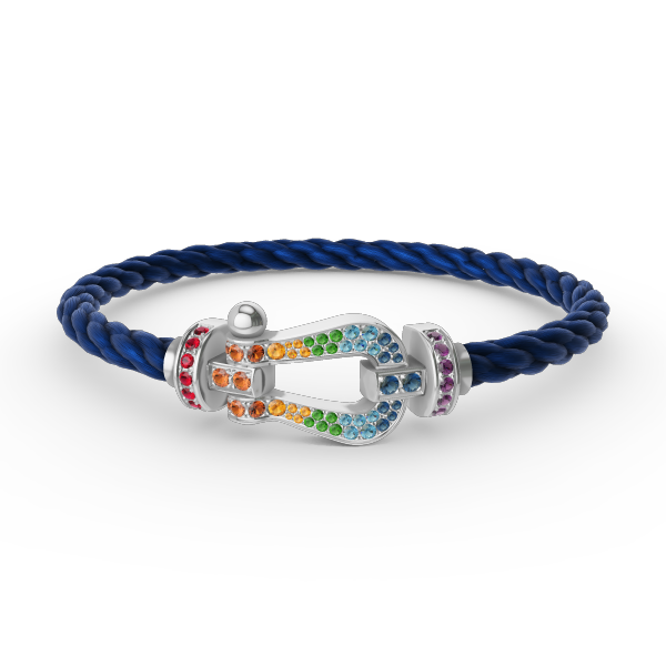 [BIJOUX]BRACELET FORC GRAND FER A CHEVAL DIAMANT COULEUR ARGENT