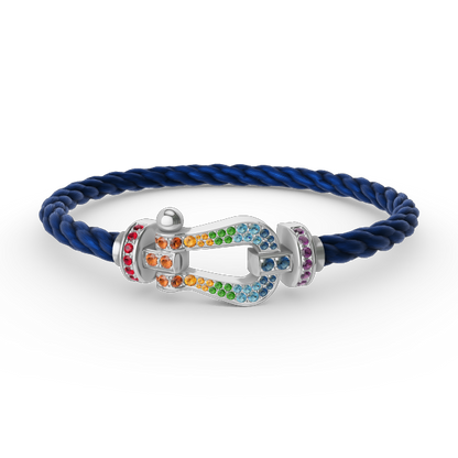 [BIJOUX]BRACELET FORC GRAND FER A CHEVAL DIAMANT COULEUR ARGENT