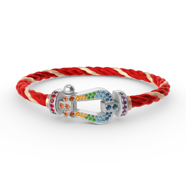 [BIJOUX]BRACELET FORC GRAND FER A CHEVAL DIAMANT COULEUR ARGENT