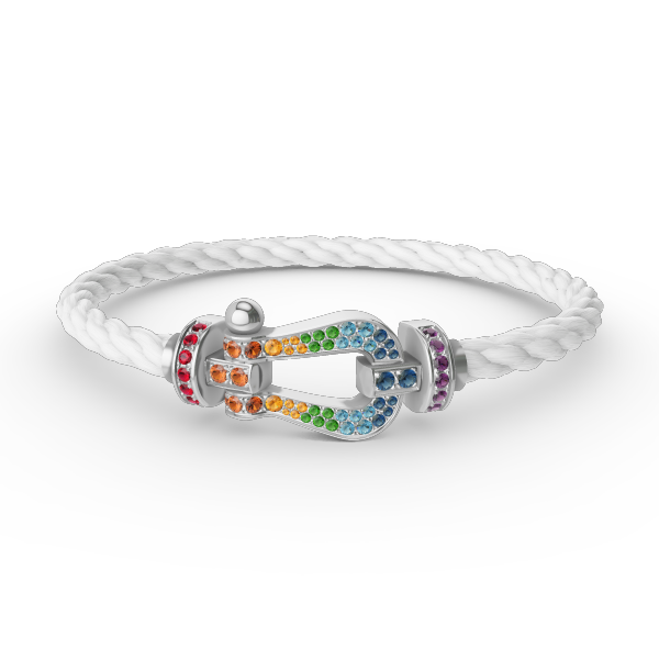 [BIJOUX]BRACELET FORC GRAND FER A CHEVAL DIAMANT COULEUR ARGENT