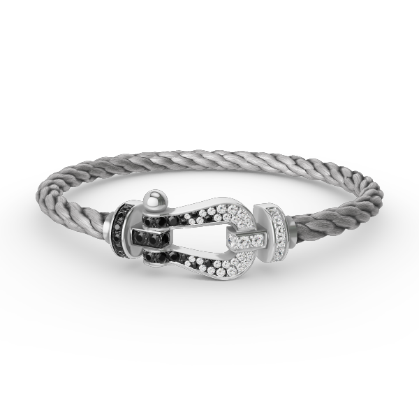 [BIJOUX]FORCE LARGE HORSESHOE BLACK WHITE DIAMOND BRACELET SILVER