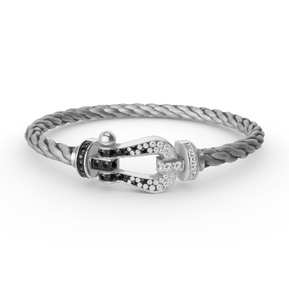 [BIJOUX]FORCE LARGE HORSESHOE BLACK WHITE DIAMOND BRACELET SILVER