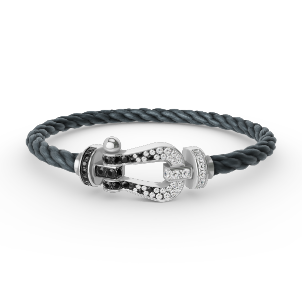 [BIJOUX]FORCE LARGE HORSESHOE BLACK WHITE DIAMOND BRACELET SILVER