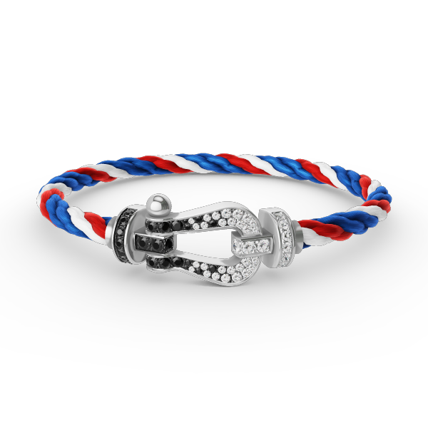 [BIJOUX]FORCE LARGE HORSESHOE BLACK WHITE DIAMOND BRACELET SILVER