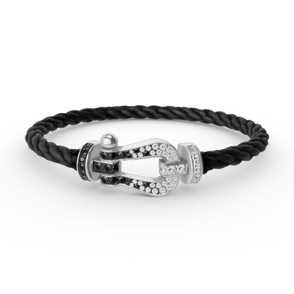 [BIJOUX]FORCE LARGE HORSESHOE BLACK WHITE DIAMOND BRACELET SILVER