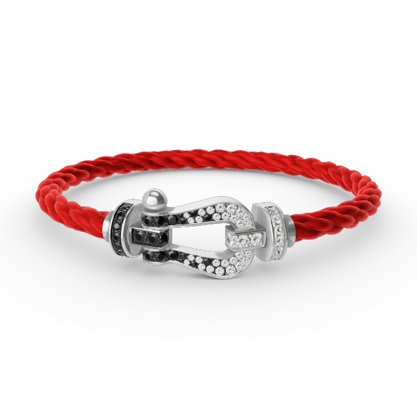 [BIJOUX]FORCE LARGE HORSESHOE BLACK WHITE DIAMOND BRACELET SILVER