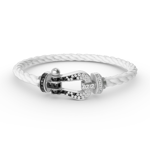 [BIJOUX]FORCE LARGE HORSESHOE BLACK WHITE DIAMOND BRACELET SILVER