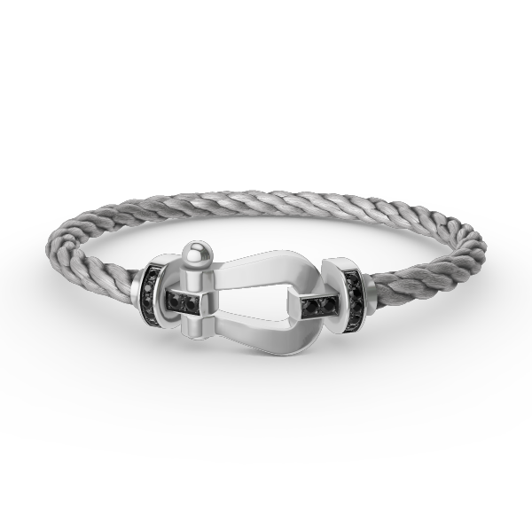 [BIJOUX]FORCE LARGE HORSESHOE BLACK DIAMOND BRACELET SILVER