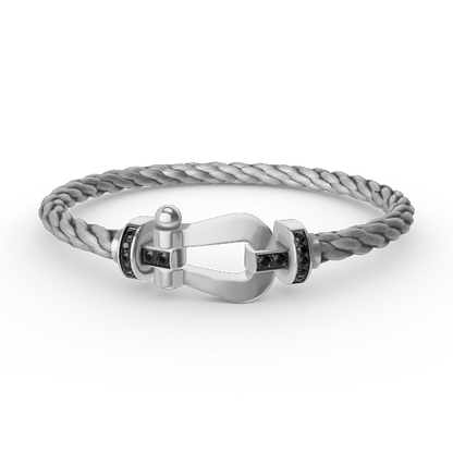 [BIJOUX]FORCE LARGE HORSESHOE BLACK DIAMOND BRACELET SILVER