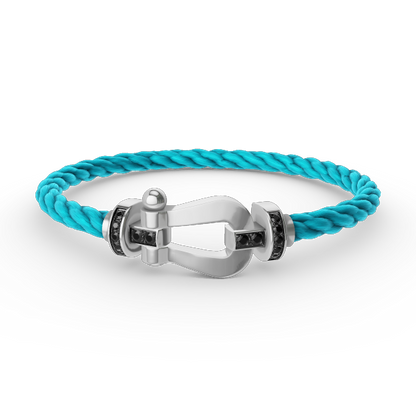 [BIJOUX]FORCE LARGE HORSESHOE BLACK DIAMOND BRACELET SILVER