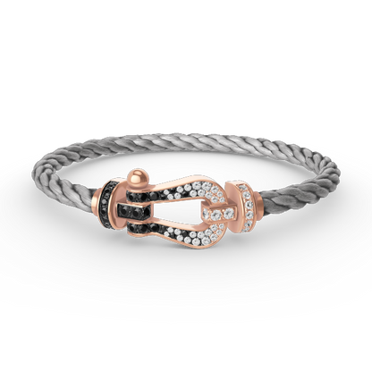 [BIJOUX]FORCE LARGE HORSESHOE BLACK WHITE DIAMOND BRACELET ROSE GOLD